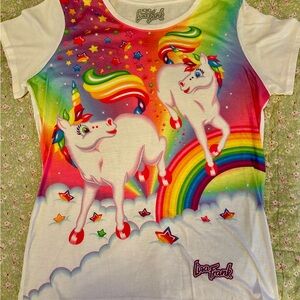 NEW XOXO Lisa Frank Women's White Tshirt w/ Unicorns Size XL